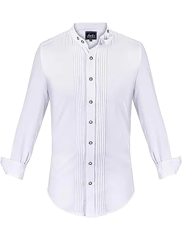 Almbock Traditionelles Trachtenhemd | Hemd für Herren elegant in weiß Made in Germany | Festliches Trachtenhemd für Verschiedene Anlässe Größe 3XL