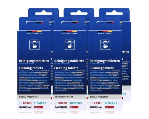 Bosch TCZ6001 Reinigungstabletten für Kaffeevollautomaten - Ersatzteile für Kaffeevollautomaten, 6 Tabletten für eine gründliche Reinigung und Pflege, geeignet für Bosch, Siemens und weitere Marken.