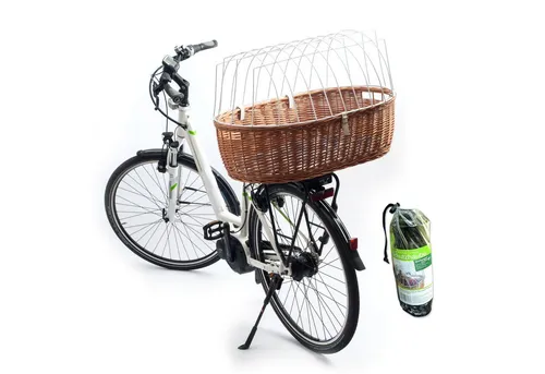 Aumüller Fahrrad-Tierkorb mit Halter und Schutzhaube - Fahrradtasche für sichere Transporte von Haustieren, inkl. waschbarer Einlage und Sicherheitsdrahtkuppel. Belastbar bis 15 kg – ideal für Ausflüge mit Ihrem Vierbeiner!