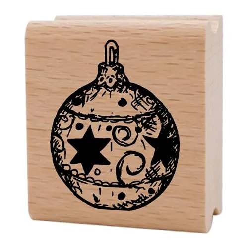 NEWSTAMPS Stempel Weihnachtskugel filigran Motivstempel aus Holz & Gummi zum Karten und Geschenke basteln, Holzstempel für Weihnachten, Weihnachtskarte, Advent, Scrapbook, Textilstempel, Deko, Freunde