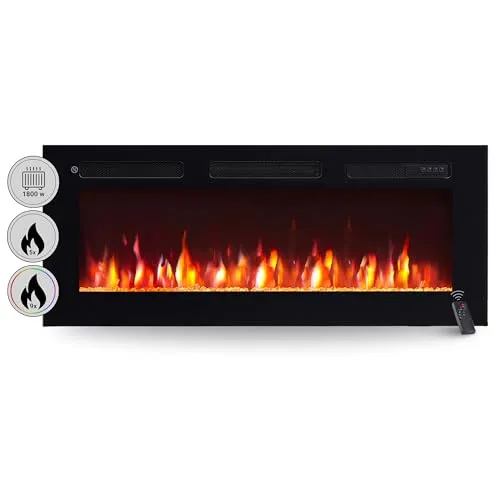 BALDERIA Elektrokamin Leif 40'' | 3 in 1 Stand-, Wand- oder Einbaukamin mit 3D-Flammeneffekt - Elektrische Kamine mit realistischem Kaminfeuer und 1800W Heizleistung für gemütliche Wärme, sicher und kinderleicht bedienbar mit Fernbedienung.