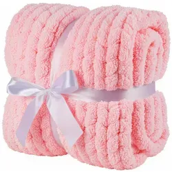 Wohndecke Grobmaschige Wohlfühldecke, Feluna, Flauschige Kuscheldecke Grobstrick Tagesdecke rosa 127 cm x 152 cm