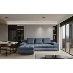 Ecksofa HECKTOR mit Schlaffunktion in Petrol - Sofa für Erwachsene mit bis zu 4 Sitzplätzen, modernem Design und praktischer Schlaffunktion - ideal für Wohnzimmer und Gästeübernachtungen.