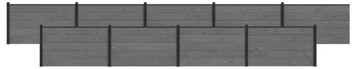 vidaXL Zaunelement 9-teilig WPC und Aluminium Grau - Modernes Zaunelement für Privatsphäre und Sicherheit im Außenbereich. Robust, pflegeleicht und wetterbeständig – ideal für individuelle Gartenlayouts. Schnell montiert und flexibel anpassbar.