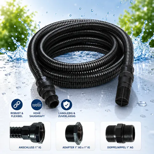 Güde Saugschlauch f. Gartenpumpe 4 m Anschluss 42 mm, 1 1/4 Zoll + Filterkorb