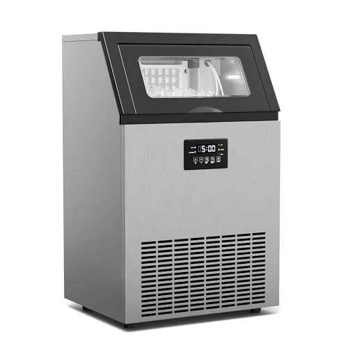 Klarstein Glacial Eiswürfelmaschine - 45 kg/24 h, Edelstahl, Selbstreinigung - Eiswürfelmaschine für Gewerbe mit 15 kg Behälter, produziert 45 kg Eis in 24 Stunden und bietet ein modernes Multitouch-Panel für einfache Bedienung.