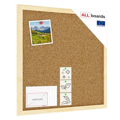 ALLboards Pinnwand mit Holz Rahmen 40x40cm Korktafel Korkwand Pinnwand Kork