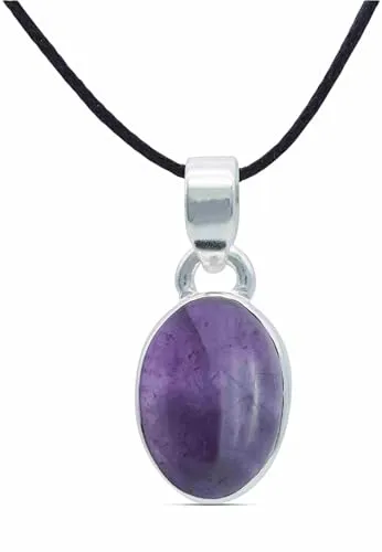mantraroma Kettenanhänger 925 Silber Amethyst lila Stein Edelstein Damen Sterling Silber Halskette Anhänger Geschenk (MAH-081-01)