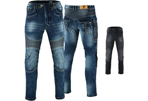 BULLDT Herren Motorradjeans mit Protektoren - Motorradhose aus weichem Denim mit herausnehmbaren Protektoren für Gesäß und Knie, ideal für Sicherheit und Alltagstauglichkeit.