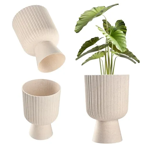 KADAX Blumentopf in Kelchform, Pflanztopf aus Kunststoff in 2 Größen, Pflanzgefäß in 5 Farben für Balkon, Terrasse, Fensterbrett, Pokal Pflanzschale, Übertopf (14cm, Weiß)