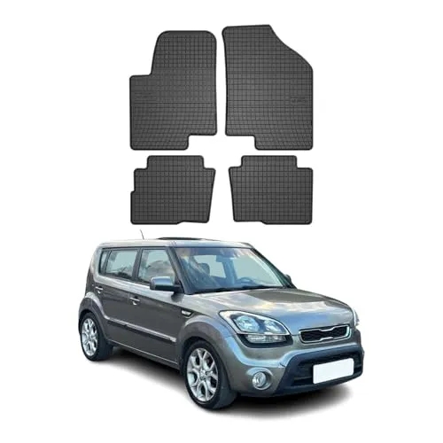 OMAC Gummi Fußmatten für Kia Soul 2009-2013 - Schwarz, 4tlg - Robuste Gummi Fußmatten für Kia Soul, rutschfest und wasserdicht. Einfache Installation für optimalen Schutz des Innenraums.