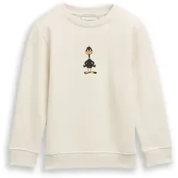 TOM TAILOR Jungen Sweatshirt 1047487, Greyish White - Sweatshirt mit Print, aus schwerem Bio-Baumwoll-Felpa für ein warmes und flauschiges Tragegefühl – perfekt für Herbst und Winter.