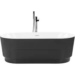 BELIANI Freistehende Badewanne Schwarz 170 x 80 cm Oval - Moderne freistehende Badewanne aus pflegeleichtem Acryl in elegantem Schwarz. Ideal zum Entspannen mit Überlaufschutz und großzügiger Liegefläche für höchsten Komfort.