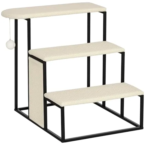 PawHut 3-stufige Haustiertreppe mit Kratzbrett von PawHut