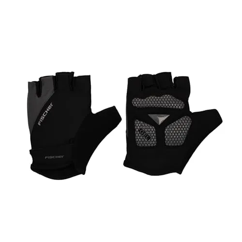 Fischer Fahrradhandschuhe für Damen und Herren, atmungsaktiv, mit Gel-Polsterung und Ausziehhilfe, waschbar, schwarz, S/M (8/9)