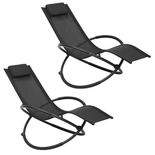 WOLTU 2er Set Sonnenliege - Klappbare Relaxliege für Garten und Terrasse - Schaukelstühle mit atmungsaktivem Textilenbezug, bis 160 kg belastbar, ideal für entspannende Tage im Freien.