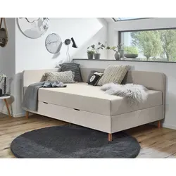 Polsterbettgestell Hounslow mit Lattenrost, blau in blau von Meise Möbel