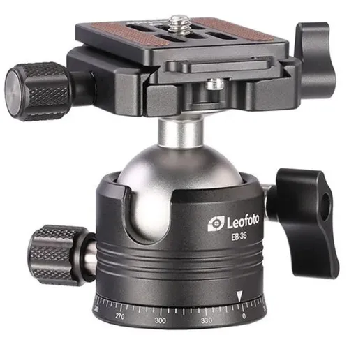 Leofoto Stativ-Kugelkopf EB-36 mit Schnellwechselplatte NP-50S - Hochwertiger Stativkopf für Profis: Tragfähigkeit von 10 kg, präzise gefertigt aus korrosionsbeständigem Aluminium und ideal für stabile Aufnahmen.
