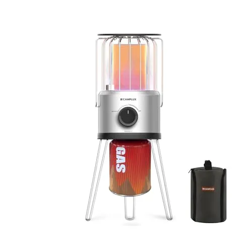 CAMPLUX Nano Tragbarer Gasheizer, 2,34 kW, 2 Stufen, 360° Outdoor-Heizung, 29 mbar Butan, ODS & Kippschutz, Ideal für Camping, Angeln & Garten, NanoAir 2