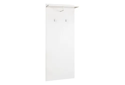 Wandgarderobe JUSTUS 140 cm weiß – modern und funktional - Garderobenpaneele mit zwei Haken, einer Kleiderstange und Regalboden für optimalen Stauraum, ideal für einen stilvollen und platzsparenden Eingangsbereich.