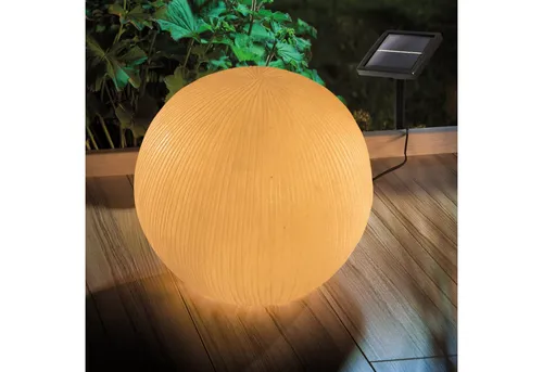 esotec Solar Gartenkugel 26cm Sandsteinoptik - Wetterfeste Kugelleuchte für den Garten mit duo color Funktion für warm- und kaltweißes Licht. Ein einzigartiges Design aus Kunstharz, das tagsüber und nachts beeindruckt.