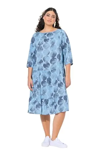 Ulla Popken Damen Plus Size Kleid mit AOP und Volants von Ulla Popken