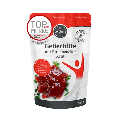 Borchers Premium Gelierhilfe mit Birkenzucker Xylit 0.3 kg - Süßstoffe, fettfrei und vegan – ideal zum Gelieren ohne Zuckerzusatz für gesunde Rezepte.