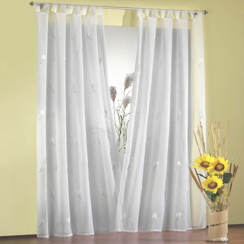 Gardine bestickt Vorhang Schlaufenschal mit Blumen Stickerei TOP Qualität Typ168