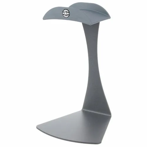 K&M 16075 grey Kopfhörerständer - Stabiler Kopfhörer Tischstativ aus Stahl mit rutschfester gummiummantelter Auflage, ideal für sicheren Stand und platzsparende Aufbewahrung.