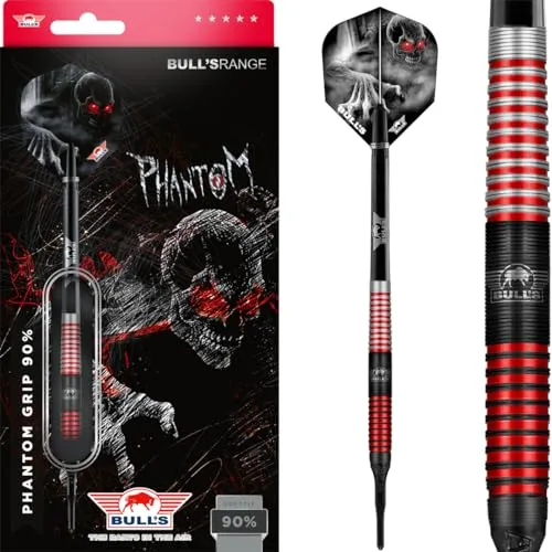 Bull's Phantom Grip Red 90% Tungsten Softtip Dart - 22 Gramm - Präzisionsgefertigter Dart für ernsthafte Spieler