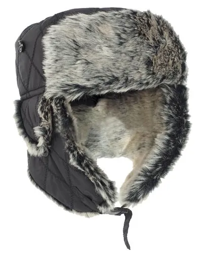 Wintermütze m.Kunstpelz schwarz, Kälteschutz, Cap, Feldmütze           -NEU-