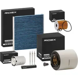 RIDEX Inspektionspaket Filterset für VW Polo Schrägheck (6R1, 6C1) für SKODA Fabia II Schrägheck (542) Fabia II Combi (545) ROOMSTER (5J) für ...