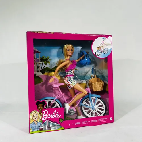 Barbie - Doll & Bike (HBY28) - Puppen-Fahrrad für Barbie, inklusive stylischem Fahrrad und Puppe für fantasievolles Spielen im Freien.