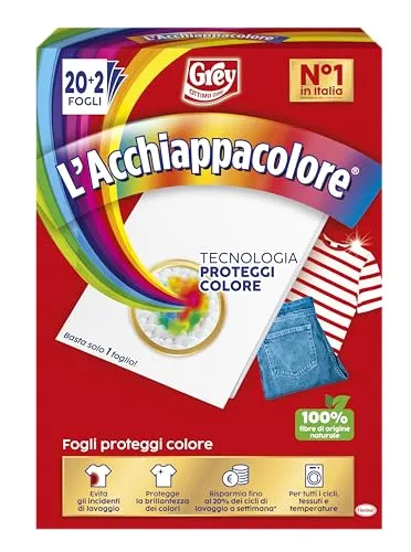 Grey Der Farbfänger Blätter fängt die Farbe der Waschmaschine auf und verhindert Unfälle beim Waschen, Farbfänger und Anti-Schmutz, Packung mit 22 Blatt