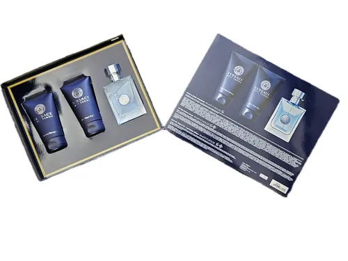 Versace Pour Homme Set: Eau de Toilette 50 ml + After Shave Balm 50 ml + Duschgel 50 ml - Herrenpflege-Set mit elegantem Duft, pflegendem After Shave Balm und erfrischendem Duschgel für den perfekten Start in den Tag.