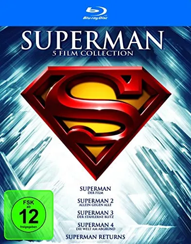 Superman - Blu-ray Collection (5 Filme) - 5 Filme in einer Box, ideal für Superhelden-Fans und Filmabende zu Hause. Erlebe die Abenteuer von Superman in bester Blu-ray-Qualität.