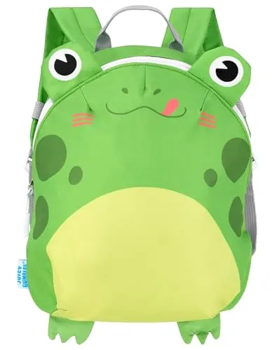 Juicy Bumbles Kindergartenrucksack Jungen Kinderrucksack Mit Brustgurt Kita Rucksack Kindergarten Junge Kindergartentasche Kinderrucksäcke Kinder Kleinkind 2-5 Jahre für Jungs Frosch