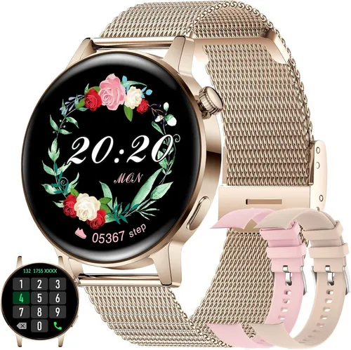 SGDDFIT SW1 Smartwatch (3,4 cm, android ios), Smartwatch Damen Fitnessuhr mit Pulsmesser Menstruationszyklus