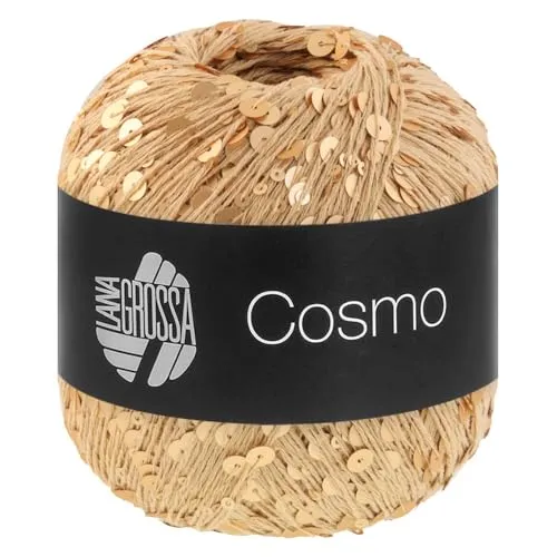 LANA GROSSA Cosmo | Beilaufgarn aus Baumwolle mit großen und kleinen Pailletten | Handstrickgarn aus 100% Baumwolle | 100g Wolle zum Stricken & Häkeln | 260m GarnFB 9
