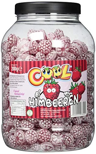 COOL Himbeerdrops - Fruchtige Himbeergeschmack Bonbons in 2 kg Dose