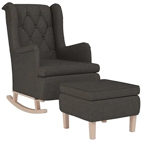 vidaXL Schaukelsessel mit Hocker - Dunkelgrau Stoff - Schaukelstühle für entspannte Stunden: Bequemer Relaxsessel mit Hocker, atmungsaktivem Stoff und schaukelnder Funktion für maximalen Komfort.