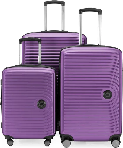 HAUPTSTADTKOFFER - Mitte - Koffer-Set 3 Trolley Hartschale, TSA, XXL Erweiterung, 4 Rollen (S, M & L),Aubergine