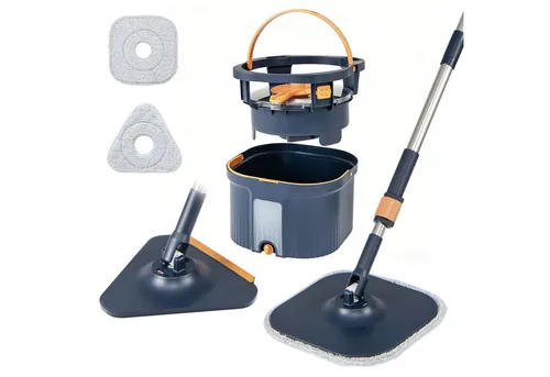 COSTWAY Wischmopp, Auswringfunktion, 360° Drehmoppkopf, 2 Mikrofaser-Pads