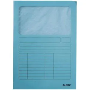 Leitz Sichtmappen 3950-00-30, A4, blau, 100 Stück - Praktische Organisationsmappen mit Sichtfenster aus transparentem Pergamin, ideal für die Korrespondenz. Hergestellt aus 100% Recyclingpapier (160 g/m²), umweltfreundlich und nachhaltig.