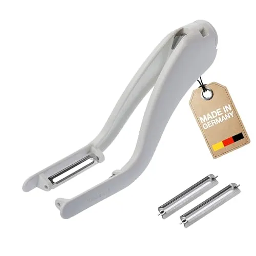 Produktbild Westmark Gemüse- und Doppelschäler/Spargel-Schäler, inklusive 2 Ersatz-Edelstahlklingen, Peel-Star KS, Kunststoff, Weiß/Silber, 60622E6
