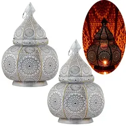 Marrakesch Teelichthalter Set Lamisa Weiss, Handgefertigte Orientalische Laterne - Teelichthalter Set Lamisa Weiss, handgefertigte orientalische Laterne für Kerzen und elektrisches Licht. Verleiht Ihrem Raum eine authentische Atmosphäre mit elegantem Design.