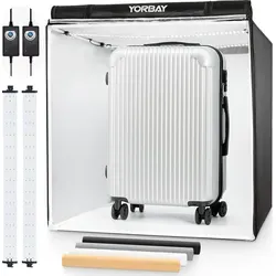 Yorbay Fotostudio Set 80x80x80cm - Lichtzelt mit CRI 95+ LED-Beleuchtung, stufenlos dimmbar und inkl. 4 Hintergrundfolien für professionelle Produktfotografie