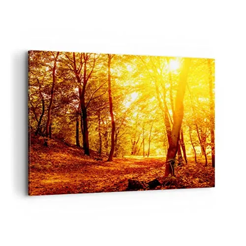 Bilder auf Leinwand 100x70cm Leinwandbild mit Rahmen Wald Baum Natur Groß Wanddeko Bild Schlafzimmer Küche Deko Wandbilder Dekoration Wohnzimmer Wall Decor Canvas Wand Kunstdruck Art AA100x70-3722