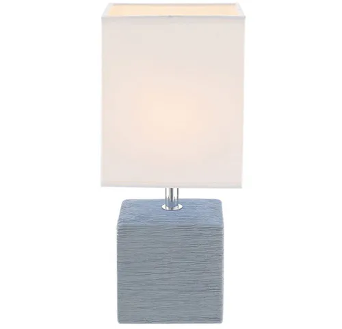 GLOBO LIGHTING LED Tischleuchte in Grau mit Textilschirm - Elegante LED Tischleuchte aus Keramik mit warmweißem Licht. Ideal für stimmungsvolle Akzente in jedem Raum, inklusive Leuchtmittel und mit einer Höhe von 29 cm.