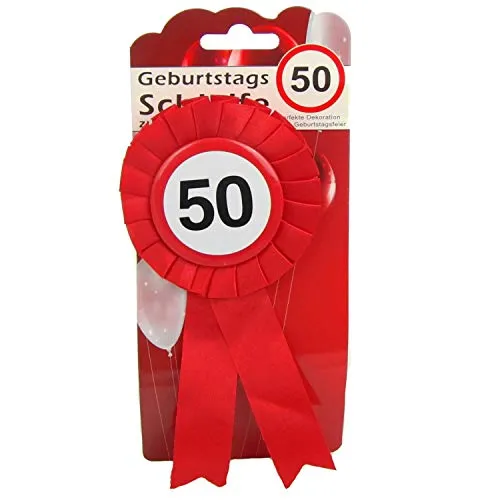 TOP TEN Geburtstags - Schleife 50 Button inkl. Sicherheitsnadel Abzeichen zum anstecken oder Dekoration Party
